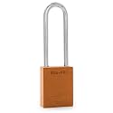 PACLOCK's 90A-PRO Padlock, 1/4" Diameter Hard. Steel Shackle, 3" Tall, High Performance 7-Pin Cylinder w/ 1 Key, Keyed Differently, Orange