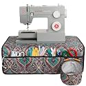 PACMAXI Sewing Machine Pad for Table with Pockets, Water-resistant Mat, Organizer for Sewing Machine Accessories (Paisley Blue)