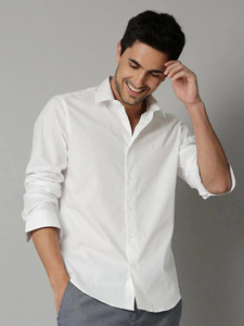pactimo men solid casual white shirt
