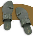 Padvesh Women Flats Sandal (Olive , 3)