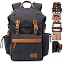 Padwa Lifestyle Black Canvas Camera Backpack - Professional DSLR &amp; UAV Camera Bag,Anti Theft Camera Backpack with Rain Cover,Large Capacity Photography Travel Camera Bag with Multi Compartments