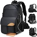 Padwa Lifestyle Large Capacity Travel Photography Camera Backpack - Reinforced Shock Resistant Abrasion Resistant Nylon Camera Bag with Thick Padded Comfort Strap and Wide Waist (Black)