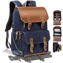 Padwa Lifestyle Blue Camera Backpack - Waxed Memory Canvas Camera Bag, Multi DSLR SLR Large Camera Backpacks for Photographers with 16” Laptop & Lens Compartment and Tripod Holder & Weather Resistant