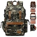 Padwa Lifestyle Camouflage Canvas Camera Backpack - Professional DSLR & UAV Camera Bag,Anti Theft Camera Backpack with Rain Cover,Large Capacity Photography Travel Camera Bag with Multi Compartments