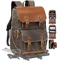 Padwa Lifestyle Coffee Camera Backpack - Waxed Memory Weather Resistant Canvas Camera Backpacks for Photographers,Multi DSLR SLR Camera Bag with 16” Laptop &amp; Lens Compartment and Tripod Holder