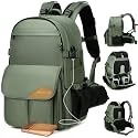 Padwa Lifestyle Large Capacity Travel Photography Camera Backpack - Reinforced Shock Resistant Abrasion Resistant Nylon Camera Bag with Thick Padded Comfort Strap and Wide Waist (Green)