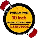 Paelluxe Paella Pan – Enamelled, No-Rust Steel Skillet – Easy-to-Clean Pan for Propane & Gas Burners – Indoor & Outdoor Cooking Cacerola Paellera Sarten – 10 Inch, for 3 Servings