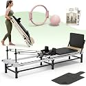 PAETA Pilates Reformer, 86" Foldable Reformer Pilates Machine with Adjustable Reformer Heights, Pilates Equipment with Music Wire Spings and Jump Boards