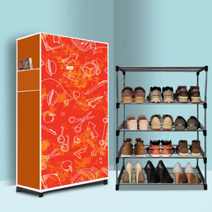 paffy 4 tier foldable shoe rack  space saver universal for entry bedroom  balcony metal collapsible shoe stand school pattern modern printeda4 4 shelves diydo-it-yourself