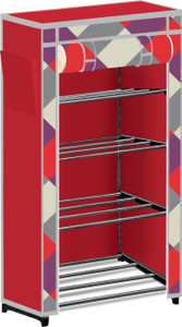 paffy 4 tier foldable shoe rack  space saver universal for entry bedroom  balcony metal collapsible shoe stand