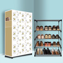 PAffy 4 Tier Foldable Shoe Rack – Space Saver, Universal for Entry, Bedroom & Balcony Metal Collapsible Shoe Stand (Dogi Modern Printed(A4), 4 Shelves, DIY(Do-It-Yourself))