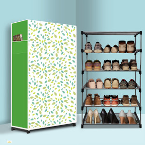 paffy 5 tier foldable shoe rack  space saver universal for entry bedroom  balcony metal collapsible shoe stand leaf modern printeda5 5 shelves diydo-it-yourself