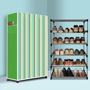 paffy 5 tier foldable shoe rack  space saver universal for entry bedroom  balcony metal collapsible shoe stand