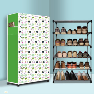 paffy metal collapsible shoe stand butterfly modern printeda5 5 shelves diydo-it-yourself