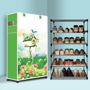 paffy 5 tier foldable shoe rack  space saver universal for entry bedroom  balcony metal collapsible shoe stand