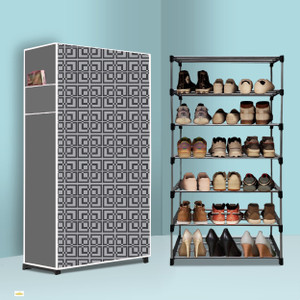 paffy 6 tier foldable shoe rack  space saver universal for entry bedroom  balcony metal collapsible shoe stand