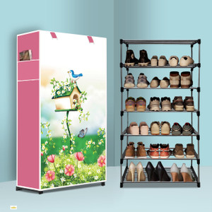 paffy 6 tier foldable shoe rack  space saver universal for entry bedroom  balcony metal collapsible shoe stand