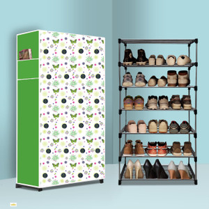 paffy 6 tier foldable shoe rack  space saver universal for entry bedroom  balcony metal collapsible shoe stand butterfly modern printa6 6 shelves diydo-it-yourself
