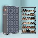 PAffy Metal Collapsible Shoe Stand (Curtsins Modern Print(A6), 6 Shelves, DIY(Do-It-Yourself))