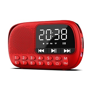 pagaria walkie portable alarm clock fm radio with bluetooth earphone voice recording usbtf playback red