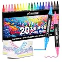 Pagather Fabric Markers, 20 Colors Dual Tip Pens for Clothes