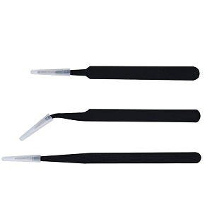 pagkis set of 3 esd safe tweezers for electronics repair - slim tip pointed round blunt and curved pointed tip