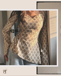 Pahirava Casual Printed Women Beige Top