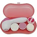 Painless 4 in 1 Facial Cleaning & Massager Set - Pink | Electric, Cordless and Battery Powered Callus Remover For Men & Women | With Interchangeable Multiple Heads (Pink)