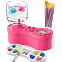 Paint Brush Cleaners, with Paint Palette and Brush Holder for Watercolor/Oil Acrylic and Water-Based Paints, Portable Paint Station & Rinsing Tool,Gift for Kids/Adults/Artist/Beginners Red