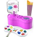 Paint Brush Cleaners, with Paint Palette and Brush Holder for Watercolor/Oil Acrylic and Water-Based Paints, Portable Paint Station & Rinsing Tool,Gift for Kids/Adults/Artist/Beginners Purple