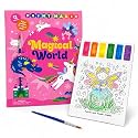 Paint Magic Magical World - Paint with Water Fairy Tale Painting Book for Kids (Unicorns Fairies, Princesses) - Includes Perforated Pull Out Pages and Paintbrush