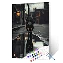 Paint by Numbers for Adult DIY Animal Reflection in Water Black Cat or Black Panther Canvas Oil Painting Kits Acrylic Watercolor Paint for Beginner Kids Home Wall Art Decor 16''W x 20''H(Frameless)