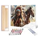 Paint by Numbers for Adults DIY Indians African Tribal Girl and Horse Oil Painting for Kids and Beginner Acrylic Painting Kits on Canvas Arts Craft for Home Living Room Wall Decor (Manual Frame)