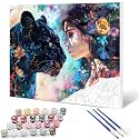 Paint by Numbers DIY Beauty and the Beast Black Panther Oil Painting Kit on Canvas with Paint Brushes and Acrylic Pigment Adults Beginner Kids Painting kit Arts Craft for Home Wall Decor(Frameless)