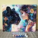 Paint by Numbers DIY Beauty and the Beast Black Panther Oil Painting Kit on Canvas with Paint Brushes and Acrylic Pigment Adults Beginner Kids Painting kit Arts Craft for Home Wall Decor(Manual Frame)