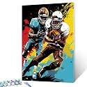 Paint by Numbers Kit for Adult American Football Athletics Oil Painting on Canvas Graffitic Sportman Wall Art for Home Decor 16x20 inch DIY Sports Man Art Paintwork Acrylic Paints Gift(Frameless)
