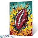 Paint by Numbers Kit for Adults American Football Oil Painting on Canvas Ball Sport Wall Art for Bedroom Graffitic DIY Art Paintwork Acrylic Paints Modern Home Decor 16x20inch Gift(Frameless)