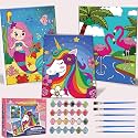 Paint-by-Numbers-Kit-for-Kids, 3 Pack 8x10 Inch Framed Canvas With 24x3ml Acrylic Paints Pots, 6 Brushes, Paint And Sip Kit For Kids, Predrawn Paint Canvas, Painting Stuff For Teens, Christmas Art Set