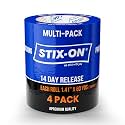 Painters Tape 1.5 inch Wide, 4 Roll Painting Tape, Blue Masking Tape for Painting Walls, DIY, Surface-Safe & Residue-Free, Edge Paint, 1.41 Inch X 60 Yards X 24 Rolls, Bulk