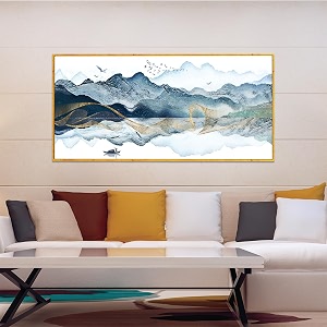 paintingmantra plastic abstract mountain birds large canvas painting panel wall artdecorative modern framed luxury paintings for homeliving roomhotel bedroom and office dcor gold23x47 inch
