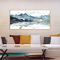 PAINTINGMANTRA Plastic Abstract Mountain Birds Large Canvas Painting Panel Wall Art,Decorative Modern Framed Luxury Paintings For Home,Living Room,Hotel Bedroom And Office Décor Gold,23X47 Inch