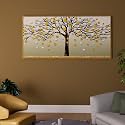 PAINTINGMANTRA Abstract Polka Tree Large Canvas Painting Panel Wall Art Print, Decorative Modern Framed Luxury Paintings for Home, Living room, Hotel Bedroom and Office Décor (Gold, 23x47 Inch)