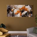PAINTINGMANTRA Abstract Water Color Flower Large Canvas Painting Panel Wall Art Print, Decorative Modern Framed Luxury Paintings for Home, Living room, Hotel Bedroom and Office Décor (Gold, 23x47 Inch)