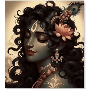 paintwaint krishna amp radha paint by number kit for adults amp kids  35 x 40 cm diy painting set with numbered canvas colors palette amp brushes  easy for beginners 16 colors canvas roll pw14