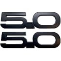 Pair Set 5.0 Emblem Door 3D Fender Side Badge Right Left Decals Stickers Replacement for 2015-2022 Latest Mustang GT 150 (All Black)