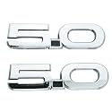 Pair Set 5.0 Emblem Door 3D Fender Side Badge Right Left Decals Stickers Replacement for 2015-2022 Latest Mustang GT 150 (Silver Black)