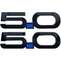 Pair Set 5.0 Emblem Door 3D Fender Side Badge Right Left Decals Stickers Replacement for 2015-2022 Latest Mustang GT 150 (Black Blue)