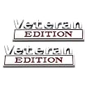 Pair Set Veteran Edition Emblem 3D Letters Badge Decal Replacement for Vehicle, Truck, SUV, Door Decoration (Silver Red)