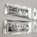 Pair Set Veteran Edition Emblem 3D Letters Badge Decal Replacement for Vehicle, Truck, SUV, Door Decoration (Silver Black)