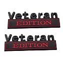 Pair Set Veteran Edition Emblem 3D Letters Badge Decal Replacement for Vehicle, Truck, SUV, Door Decoration (Black Red)